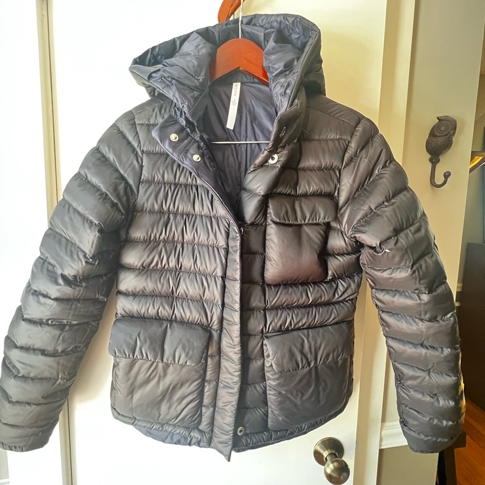 Athleta Reversible Winter Jacket (Black / Navy) size small